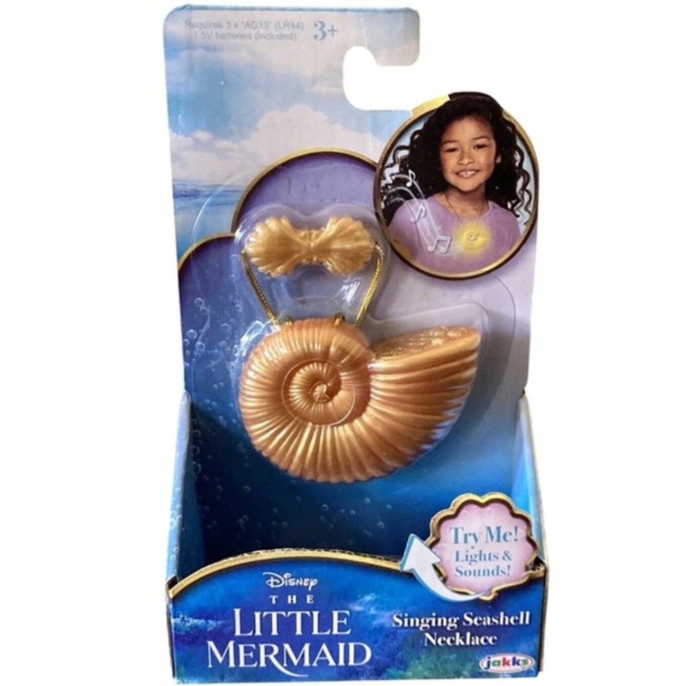 Disney Singing Seashell Necklace Kids OS Gold NEW Little Mermaid Lights Sounds - Picture 1 of 6